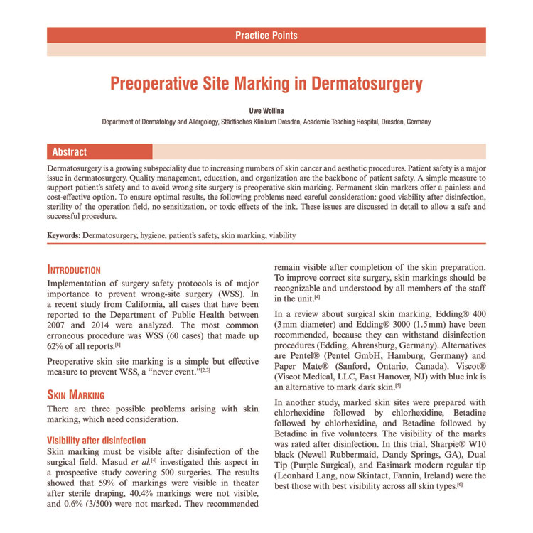 Preoperative Site Marking in Dermatologic Surgery! An Important Paper ...